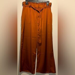 Joie- Orange Rust Wide Leg Palazzo Style Pull On Elastic Waist Dress Pants - S